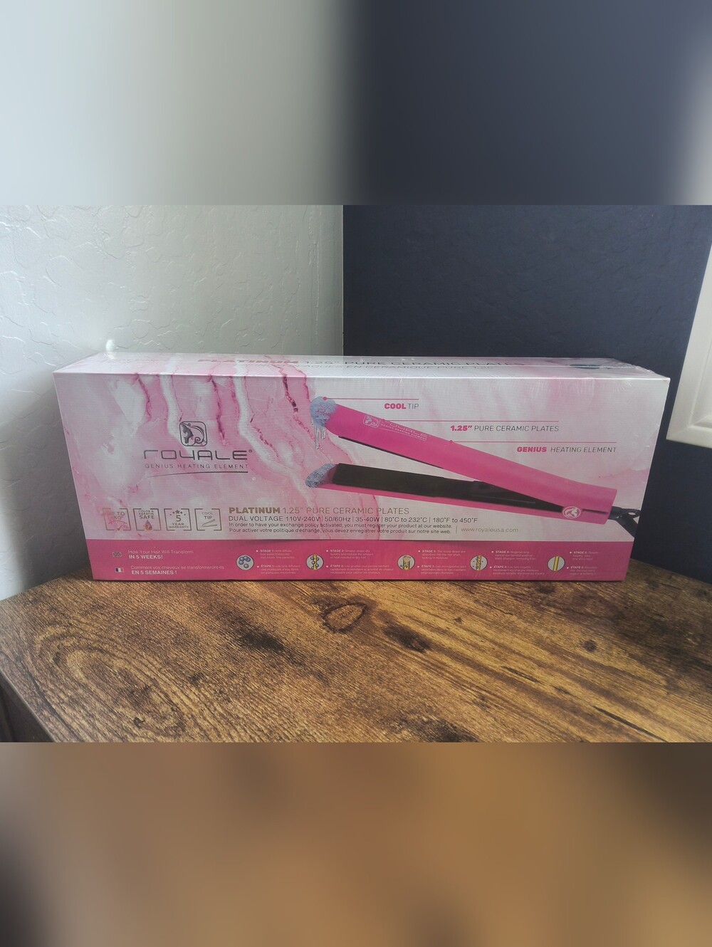 Royale Pink Ceramic Hair Straightener - 1.25" Platinum Plates